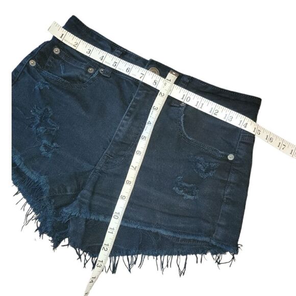 American Eagle Black Distressed Stretch Cutoffs Denim Shorts 6 - Picture 8 of 10